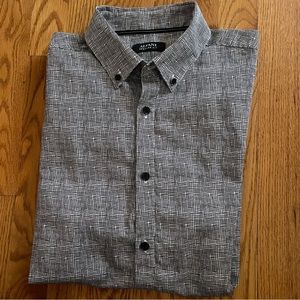 Alfani Men’s Abstract Windowpane Short Sleeved Casual Button Down - black/white